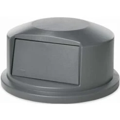 Rubbermaid BRUTE Series Trash Can Top, Round, Dome With Push Door, 44 Gal., Gray -Rubbermaid PI Asset 965173