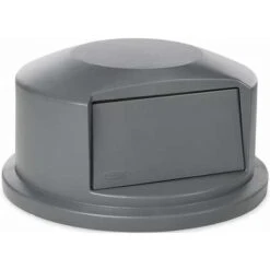 Rubbermaid BRUTE Series Trash Can Top, Round, Dome With Push Door, 44 Gal., Gray -Rubbermaid PI Asset 965174