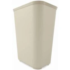 Rubbermaid 10 Gal. Rectangular Open Top Decorative Fire-Resistant Wastebasket, 20"H, Beige -Rubbermaid PI Asset 966231