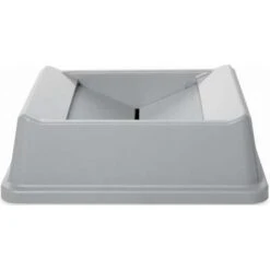 Rubbermaid Untouchable Series Trash Can Top, Square, Drop, 35 To 50 Gal., Gray -Rubbermaid PI Asset 966235