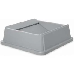 Rubbermaid Untouchable Series Trash Can Top, Square, Drop, 35 To 50 Gal., Gray -Rubbermaid PI Asset 966236