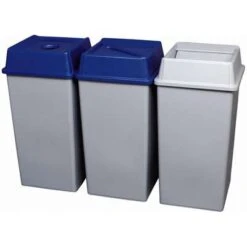 Rubbermaid Untouchable Series Trash Can Top, Square, Drop, 35 To 50 Gal., Gray -Rubbermaid PI Asset 966237