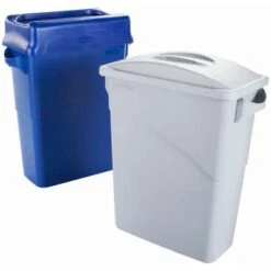 Rubbermaid Slim Jim Series Trash Can Top, Rectangular, Dome, 16 To 23 Gal., Gray -Rubbermaid PI Asset 966240