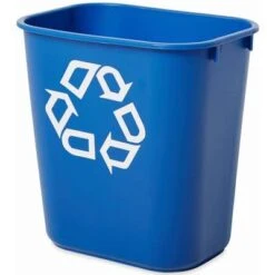 Rubbermaid 3-1/4 Gal. Rectangular Recycling Wastebasket, Plastic, Blue -Rubbermaid PI Asset 966242