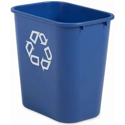 Rubbermaid 7 Gal. Rectangular Recycling Wastebasket, Plastic, Blue 5 Rubbermaid 7 Gal. Rectangular Recycling Wastebasket, Plastic, Blue - Image 3
