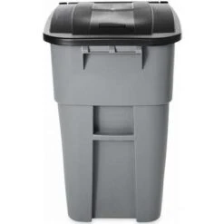 Rubbermaid BRUTE 50 Gal. Rectangular Flat Top Roll Out Trash Can, 36-1/2"H, Gray -Rubbermaid PI Asset 966315