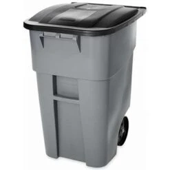 Rubbermaid BRUTE 50 Gal. Rectangular Flat Top Roll Out Trash Can, 36-1/2"H, Gray -Rubbermaid PI Asset 966316
