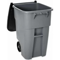 Rubbermaid BRUTE 50 Gal. Rectangular Flat Top Roll Out Trash Can, 36-1/2"H, Gray -Rubbermaid PI Asset 966318