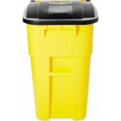Rubbermaid BRUTE 50 Gal. Rectangular Flat Top Roll Out Trash Can, 36-1/2"H, Yellow -Rubbermaid PI Asset 966321