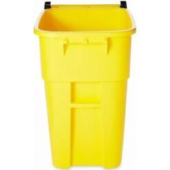 Rubbermaid BRUTE 50 Gal. Rectangular Flat Top Roll Out Trash Can, 36-1/2"H, Yellow -Rubbermaid PI Asset 966323