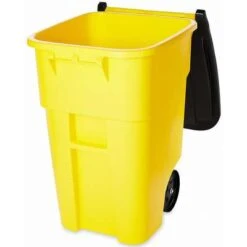 Rubbermaid BRUTE 50 Gal. Rectangular Flat Top Roll Out Trash Can, 36-1/2"H, Yellow -Rubbermaid PI Asset 966325