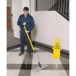 Rubbermaid Telescopic Wet Mop Handle: 4 To 6 Ft., Metal, Snap-On, Yellow -Rubbermaid PI Asset 966344