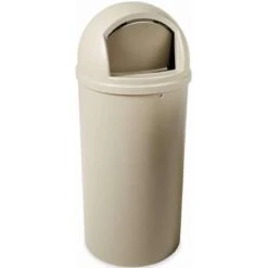 Rubbermaid Marshal 25 Gal. Round Dome Top Utility Trash Can, 42"H, Beige -Rubbermaid PI Asset 966910
