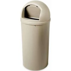 Rubbermaid Marshal 25 Gal. Round Dome Top Utility Trash Can, 42"H, Beige -Rubbermaid PI Asset 966911