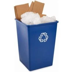 Rubbermaid 35 Gal. Blue Stationary Recycling Container, Open Top -Rubbermaid PI Asset 967502