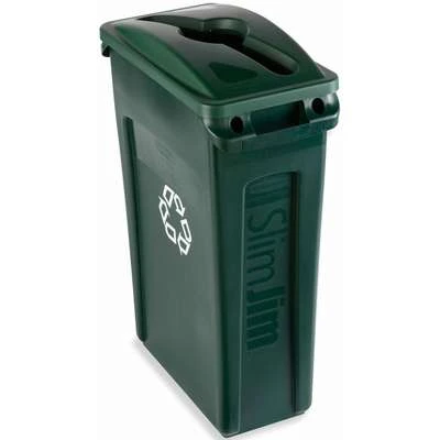 Rubbermaid Slim Jim Series All-Purpose Recycling Top, Rectangular, Dome, 23 Gal., Green 6 Rubbermaid Slim Jim Series All-Purpose Recycling Top, Rectangular, Dome, 23 Gal., Green - Image 4