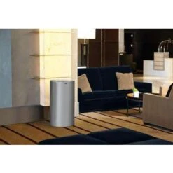 Rubbermaid Crowne 21 Gal. Round Open Top Decorative Trash Can, 32"H, Silver -Rubbermaid PI Asset 968190