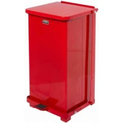 Rubbermaid Defender 12 Gal. Square Flat Top Decorative Wastebasket, 23"H, Red -Rubbermaid PI Asset 968194
