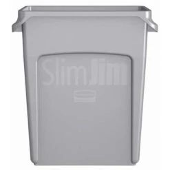 Rubbermaid Slim Jim 16 Gal. Rectangular Open Top Utility Trash Can, 25"H, Gray -Rubbermaid PI Asset 974159