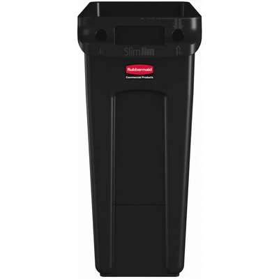 Rubbermaid Slim Jim 16 Gal. Rectangular Open Top Utility Trash Can, 25"H, Black 4 Rubbermaid Slim Jim 16 Gal. Rectangular Open Top Utility Trash Can, 25"H, Black - Image 2