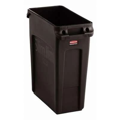 Rubbermaid Slim Jim 16 Gal. Rectangular Open Top Utility Trash Can, 25"H, Black 5 Rubbermaid Slim Jim 16 Gal. Rectangular Open Top Utility Trash Can, 25"H, Black - Image 3