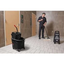 Rubbermaid Mop Bucket And Wringer: 8 3/4 Gal Capacity, Black, Side Press -Rubbermaid PI Asset 980122